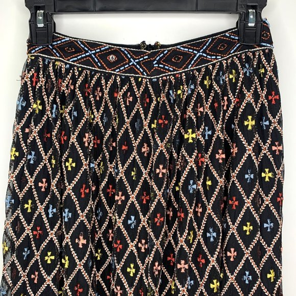NWT TULAROSA Lexi Beaded Embroidered Black Sheer Maxi Skirt Sz XXS - Picture 5 of 15